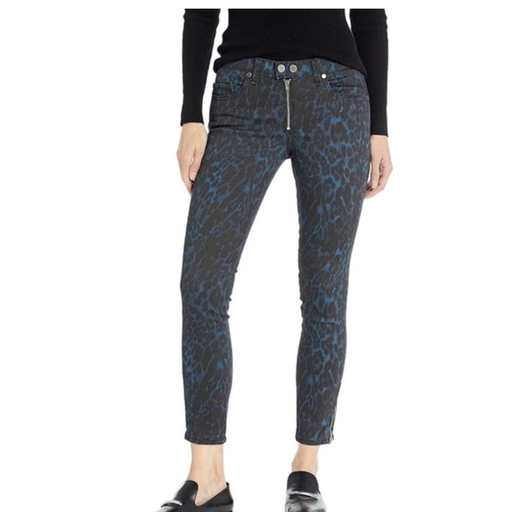 Ramy Brook Leopard Print Kate Mid Rise Moto Skinny Jeans Size 27